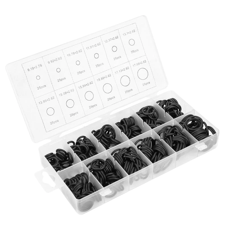 300Pcs/Set 12 SizesTap Washer Kit Holdtite Jumper Valves O Ring EC Body Washers Seals 9.19-17.88mm Black Oring | Обустройство дома