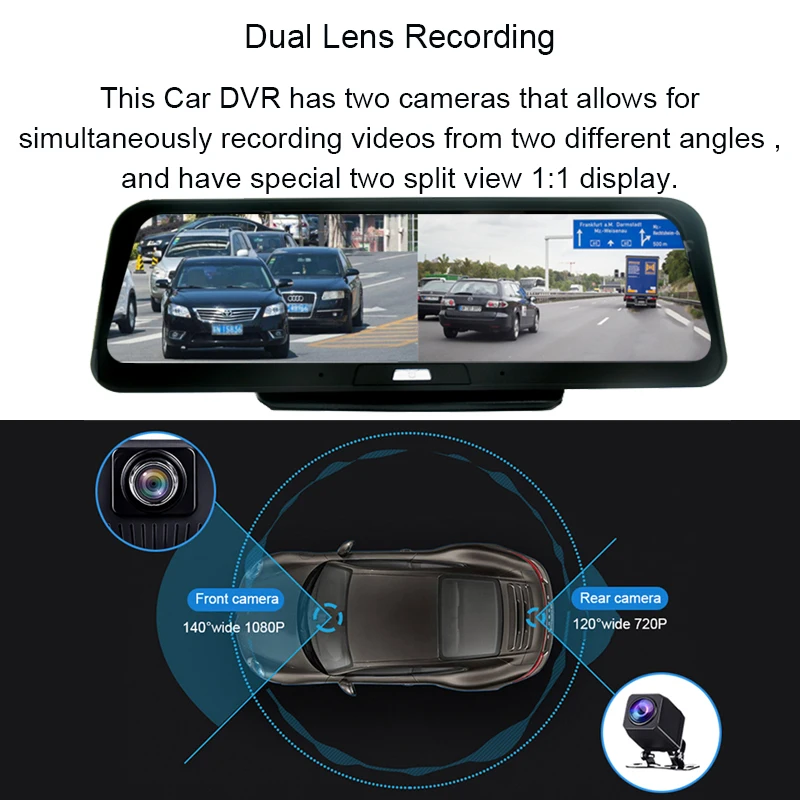 Anfilite 4G ADAS GPS Автомобильная камера 10 дюймов Android 8 1 2 ГБ + 32 Гб 1080p видеорегистратор
