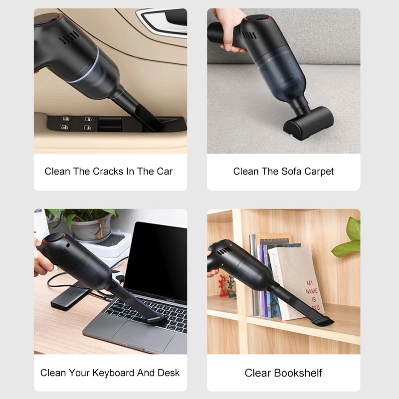 

Handheld Car Vacuum Cleaner With 8000Pa Powerful Suction Wireless USB Rechargeable For Home Pet Hair Office Window Keyboard