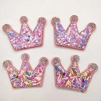 16pcslot 64 5cm bead sequin crown padded appliques for diy accessories craft handmade decoration