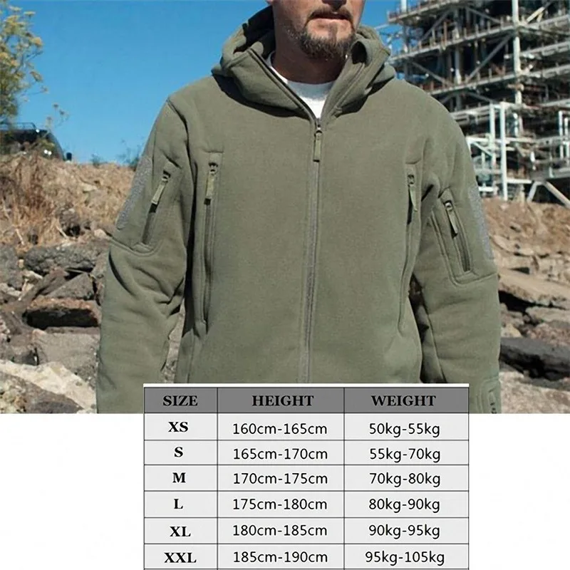 

Outdoor Sports Hooded Coat Winter Warm Fleece Tactical Hiking Jacket Men's Camping Hiking Clothing Hunting Suit Fleece Jacket