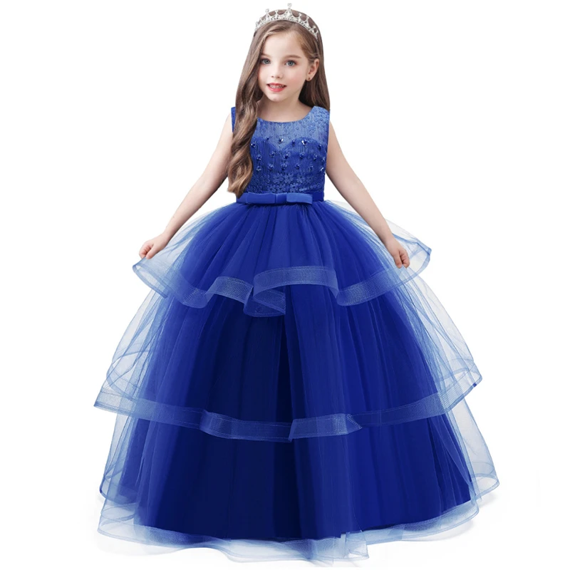 New Fashion Teens Children Wedding Party Kids Dresses For Girls Formal Long Beading Flower Grls Clothes Christmas Dress | Детская одежда