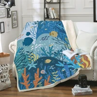 soft warm underwater world blanket sea turtle sherpa throw blanket quilts bed cover bedspread for children adult sofa car