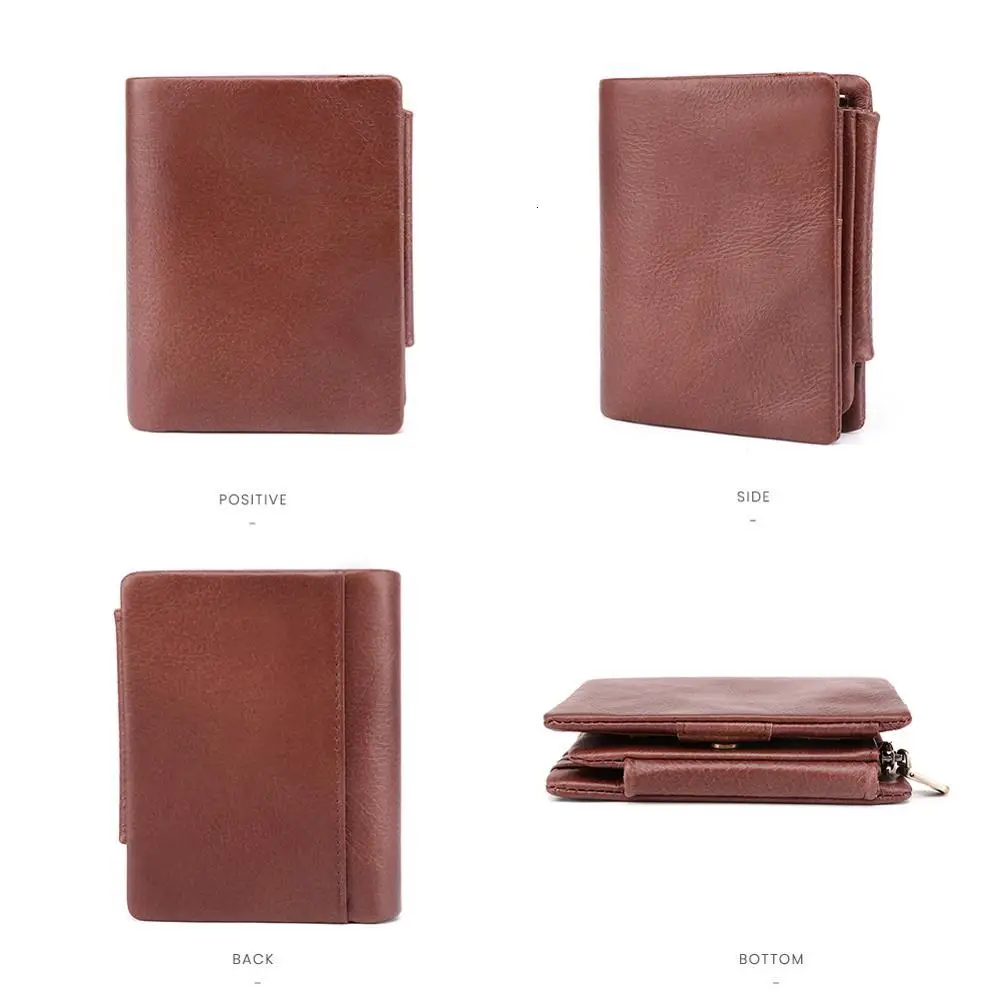 Кошелек GENODERN мужской из натуральной кожи тройного сложения бумажник на молнии с