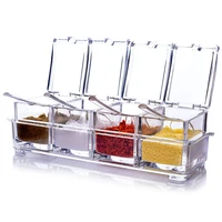 clear seasoning rack spice pots by acrylic seasoning box storage container condiment jars cruet with cover and spoon