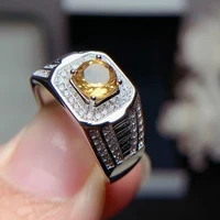 natural citrine ring for men with 925 sliver luxury engagement ring mens rings silver jewelry