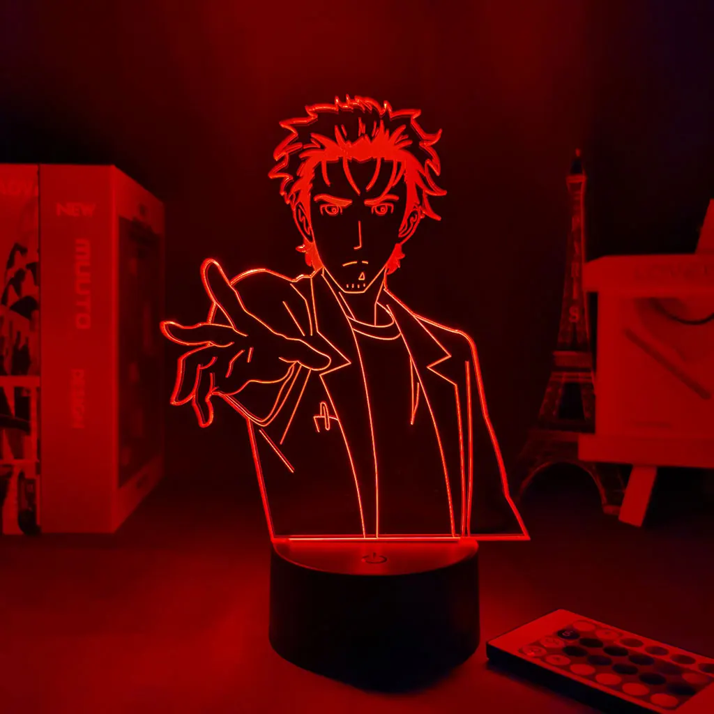 

Anime Figure Steins Gate Rintarou Okabe 3D Lamp Neon Lamp For Home led lamp Kids Bedroom Home Decor Manga Desk Lamp