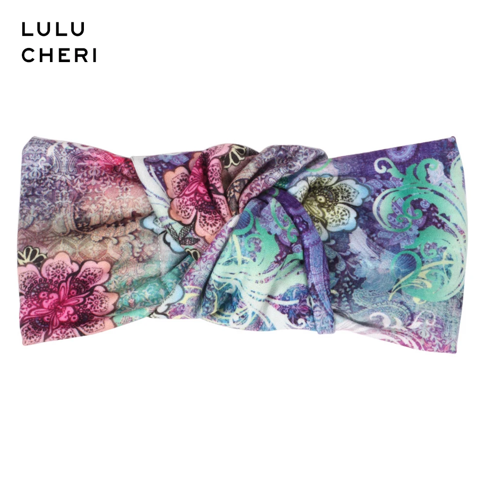 Женский широкий ободок для волос винтажный в ретро стиле с цветочным принтом и