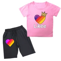 new cute child likee short sleeve shorts suit cotton kids boys girls likee app t shirt casual suit tee tops for children gift
