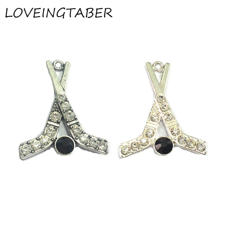 (Первый выбор цвета) 45 мм * 35 10 шт./лот Подвески со стразами для хоккея на ожерелье |