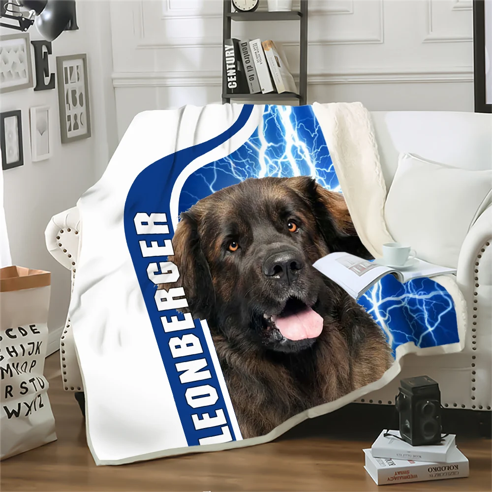 

CLOOCL Animal Blankets 3D Graphic Leonberger Double Layer Blanket Pets Print Keep Warm Plush Quilts Blankets for Beds