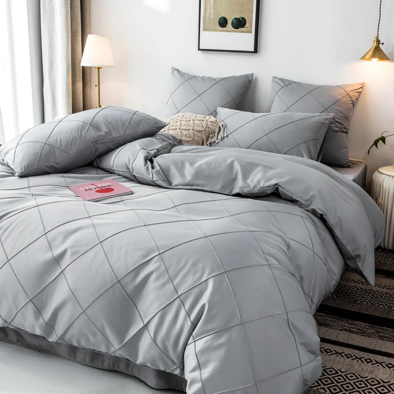 

Комплект постельного белья в скандинавском стиле однотонный удобный пододеяльник простыня с наволочкой полный размер двуспальная кровать...