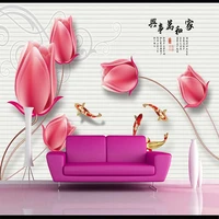 custom self adhesive 3d flower stereo tv background wall living room bedroom sticker papel de parede fresco tapety home d%c3%a9cor