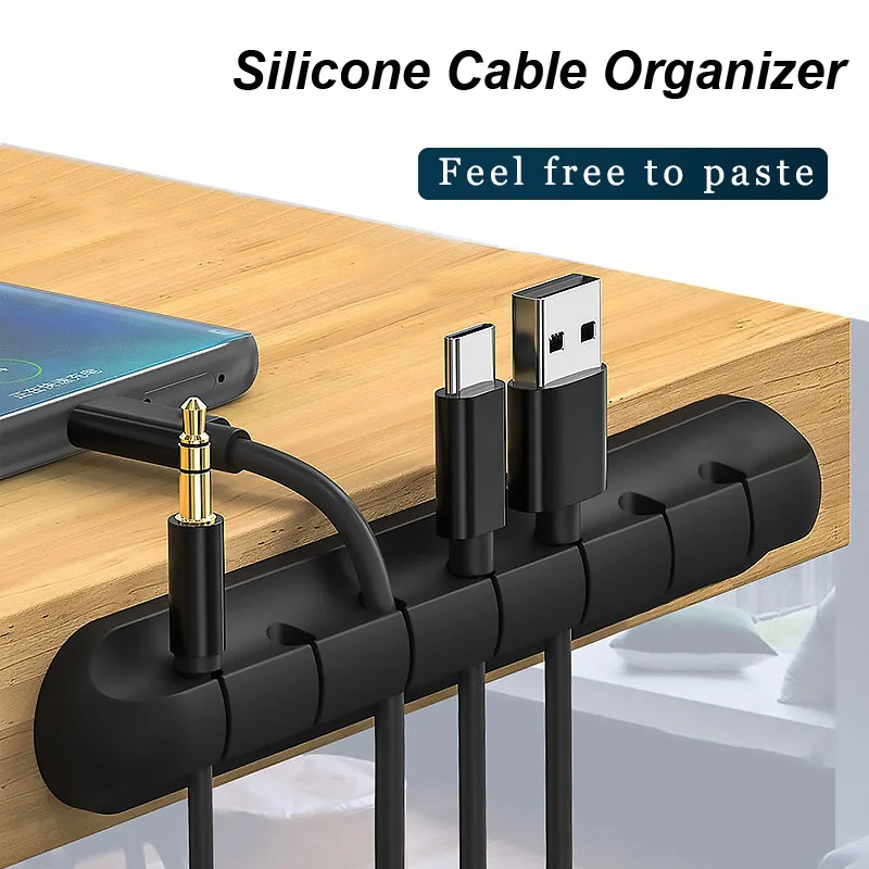 

Desktop Cable Organizer Clips Silicone Cable Holder Table USB Cable Winder Flexible Cable Management Clips For Wire Organizer