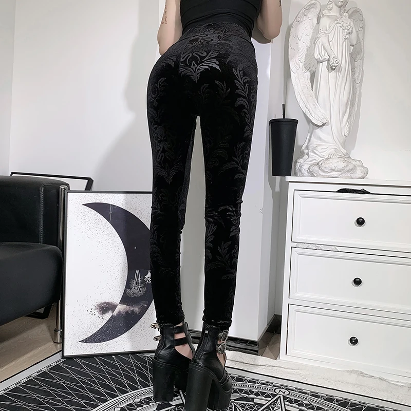 

AIIOU Women Vintage Bodycon Black Pants Gothic Slim Trousers Streetwear HighWaist Pencil Pants Tights Female Casual Skinny Pants