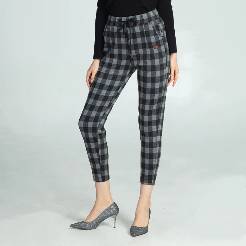 Брюки Marwin женские зимние в клетку утепленные повседневные штаны полоску с