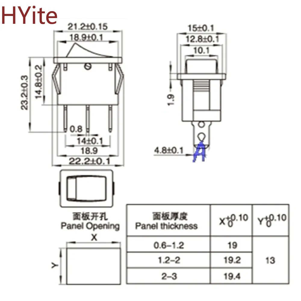 21*15 мм On Off Лодка Автомобильный кулисный переключатель 2Pin 6A/10A 250V/125V AC Кнопка