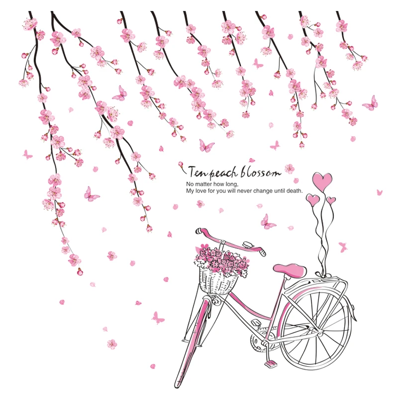 

Cartoon Girl Wall Stickers DIY Flowers Bike Mural Decals for Kids Room Baby Bedroom Nursery Home Decoration