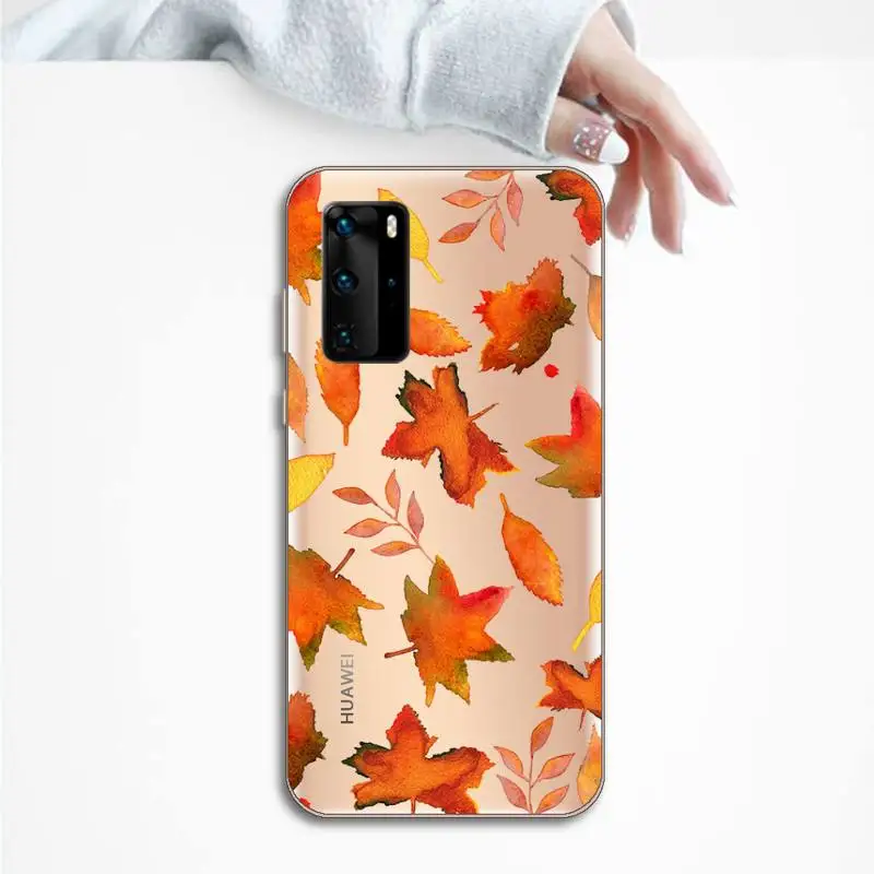 

Pumpkin happy Fallen leaves fall Phone Case Transparent for Huawei P honor 8 10i 20 30 40 smart 2019