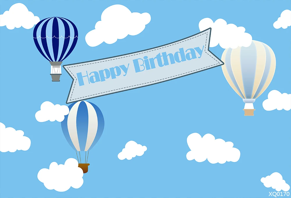 Виниловый фон для фотосъемки новорожденных с изображением облаков воздушных