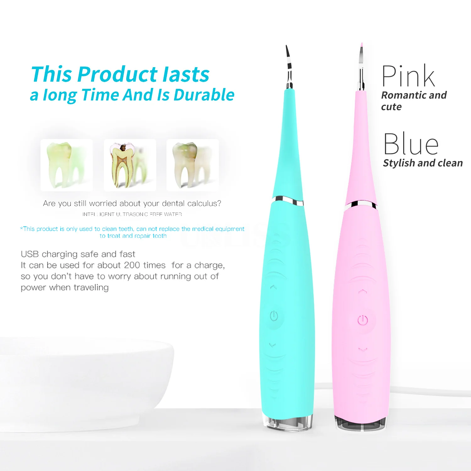 

Household Electric Sonic Dental Scaler Tooth Calculus Remover Tooth Stains Tartar Tool USB Rechargeable Tooth Cleaner Portable