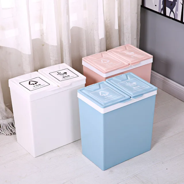 

Classified trash can kitchen trash can bedroom residual garbage household food garbage garbage storage double barrel WF1015339
