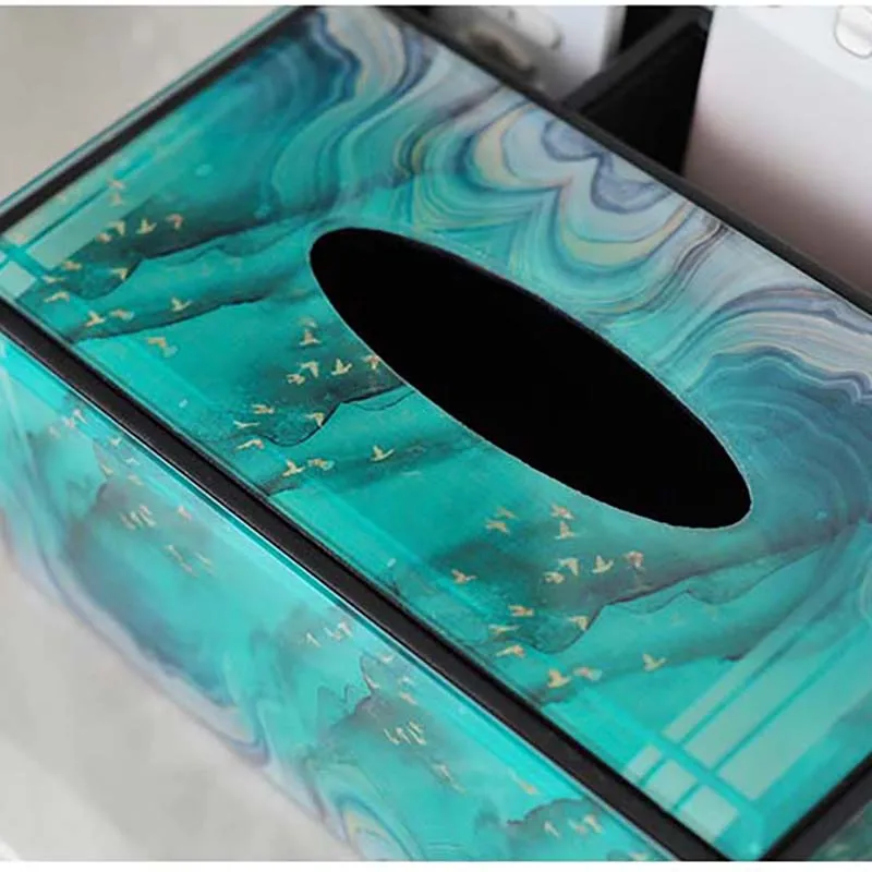 

Glass Tissue Boxes Light Luxury Nordic Style Multi-functional Simple Creative Paper Box End Table Remote Control Storage Case