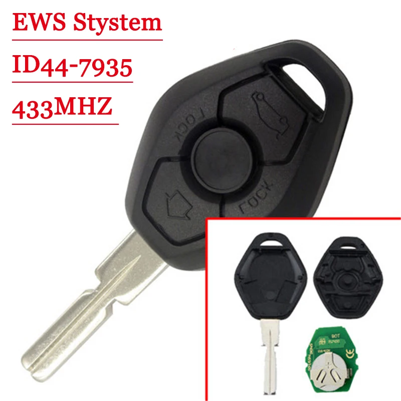 XNRKEY дистанционный Автомобильный ключ EWS Stystem 3 кнопки 433 МГц ID44 чип HU58 для BMW 5 7