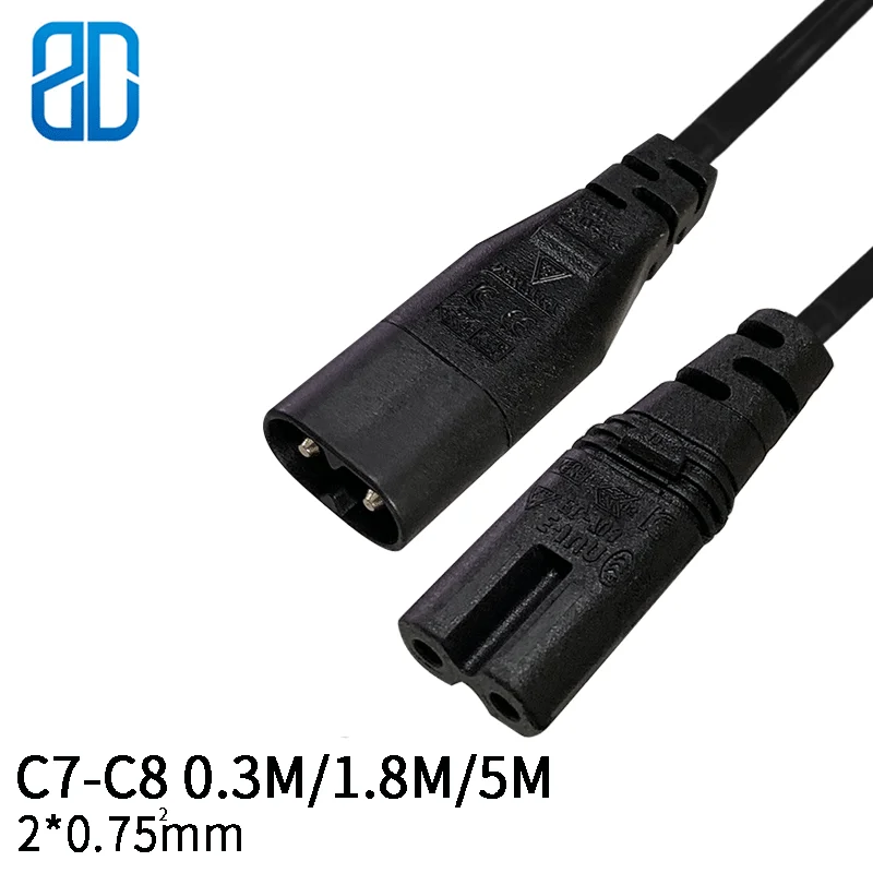 1,8 м 2*0,75 мм квадратный C7-C8 IEC320 C8 штекер для C7 Женский удлинитель питания Шнур адаптер питания провод 250 А/в