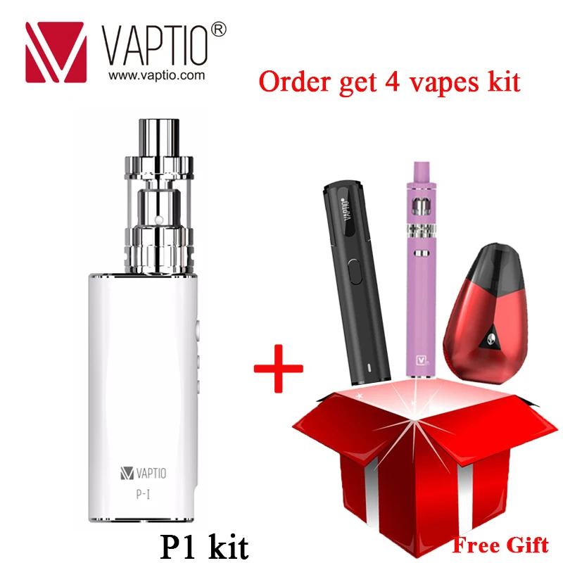 [Благоприятные комплект на 12,12] Электронная сигарета подарок Vaptio P1 комплект 50 Вт испаритель 2100 мАч встроенный аккумулятор 2/3 мл!! атомизатора катушки - Цвет: Белый