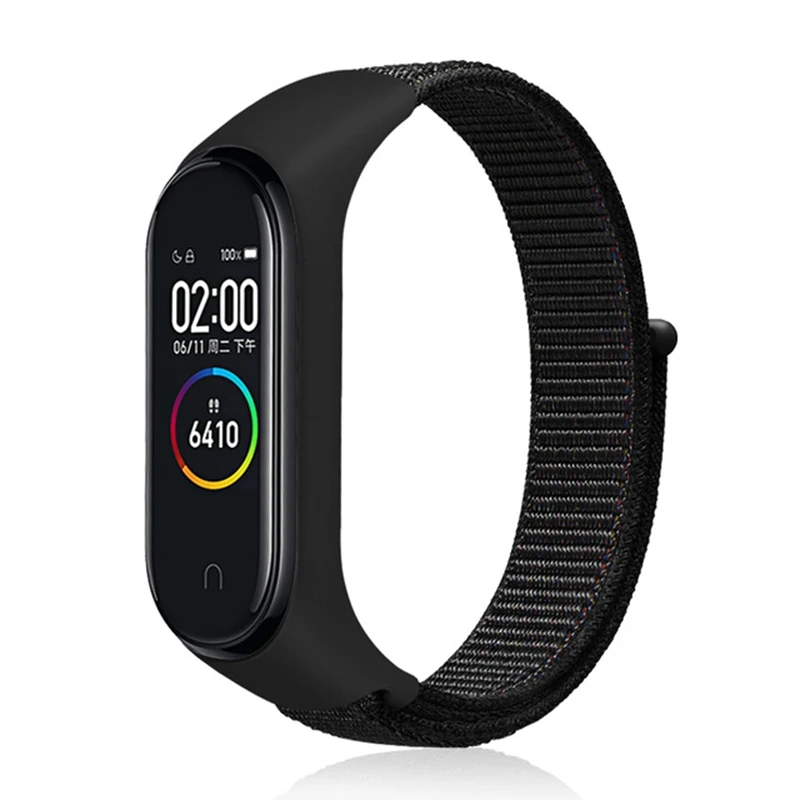 2 black red Pulseira mi band 4 ремешок для xiaomi mi band 4 3 спортивный нейлоновый ремешок для часов дышащий браслет ремешок для часов Смарт часы аксессуары 4 - Цвет ремешка: 2 black red