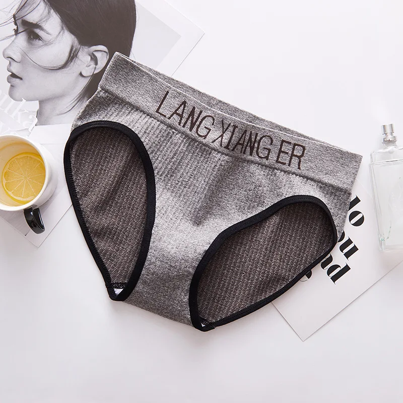 

Sports Cotton Panties Women's Underpants Stripe Seamless Thong Comfortable Breathable Underwear Mid-Rise Letter Breifs Panties