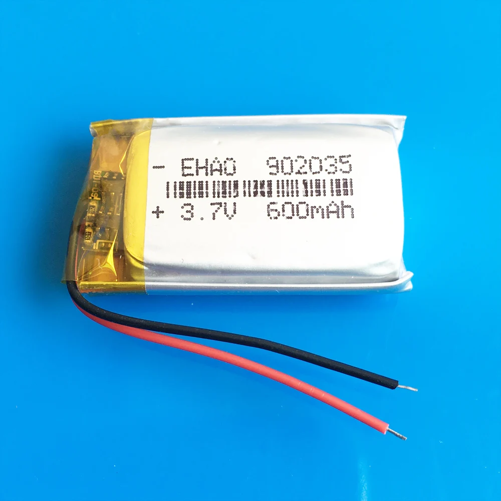 Model 902035 3.7V 600mAh Lipo polymer lithium Rechargeable battery for MP3 GPS DVD bluetooth recorder e-book camera
