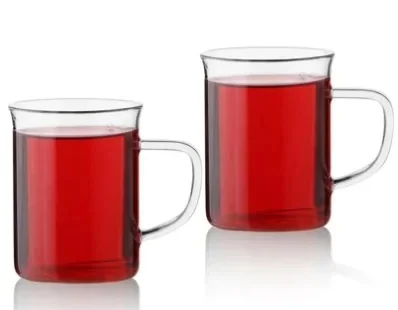 

! !! NEW!!! 2 PCS Lux Slim Glass Pyrex Mug Cup 2li 391198100