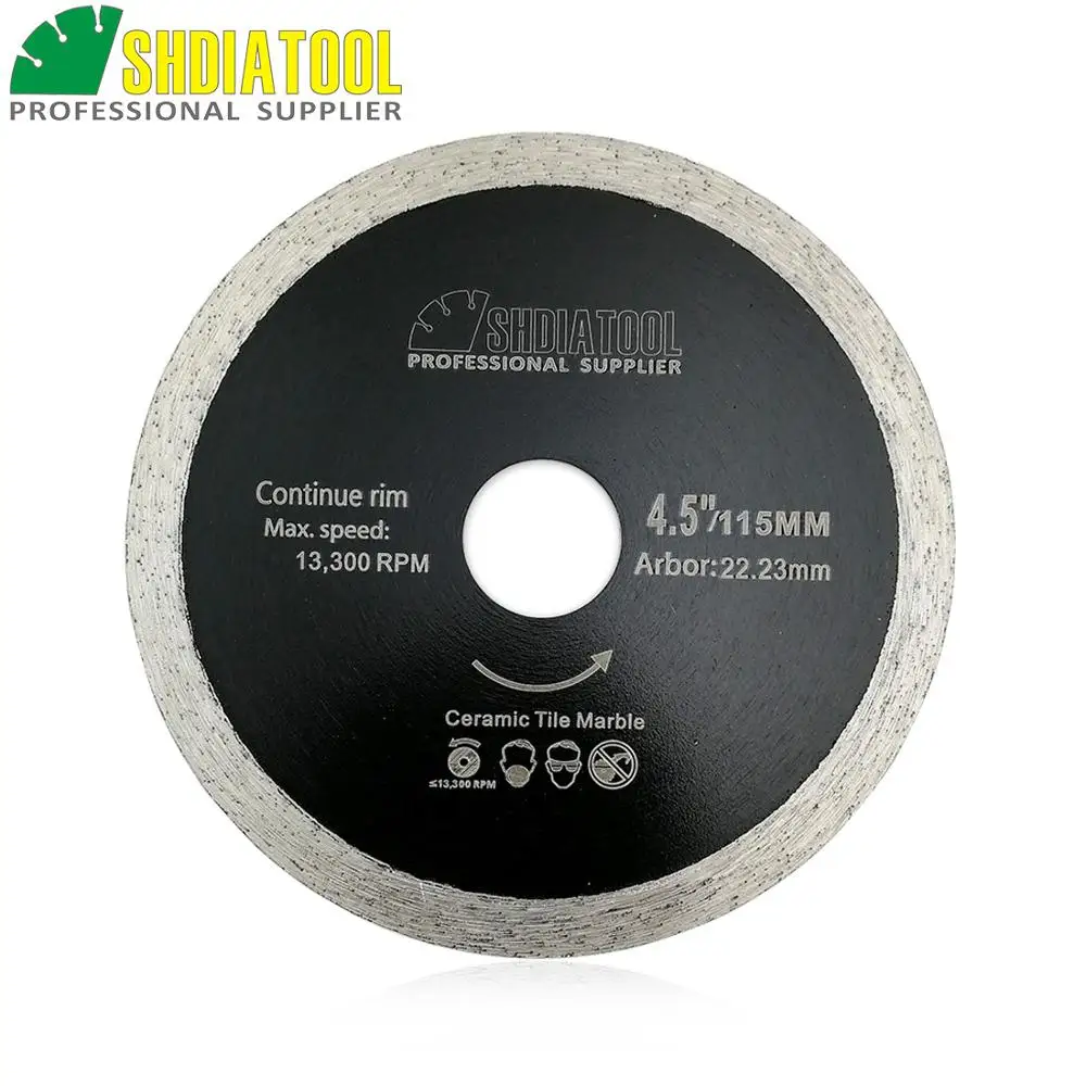 SHDIATOOL 10pcs 115mm Hot-pressed Thin Continue rim diamond cutting blades Ceramic Tile hard material Cutting Disc chip-free