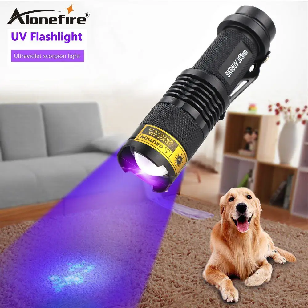 ALONEFIRE SK68uv Светодиодный УФ фонарик светильник фиолетового цвета с украшением из