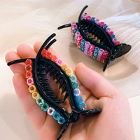 cute candy colors plastic hair clips hair accessoires for woman girls fashion crystal drilled klauw klemmen hairpin issue card