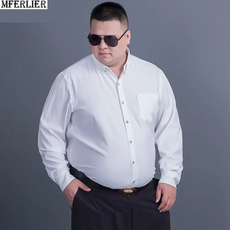 spring summer men dress shirt long sleeve large size 10XL 12XL 14XL 165kg oversize formal office loose shirts Business Tops | Мужская