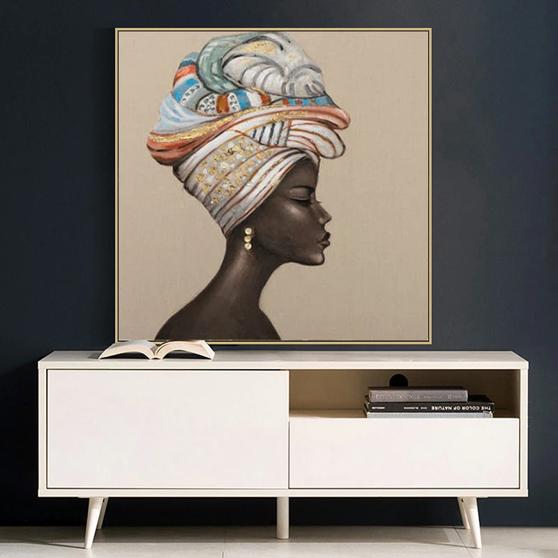 

Golden Black Woman Decorative Painting Modern Art Wall Poster Canvas Print Picture Interior Aesthetics Living Room Home Decor