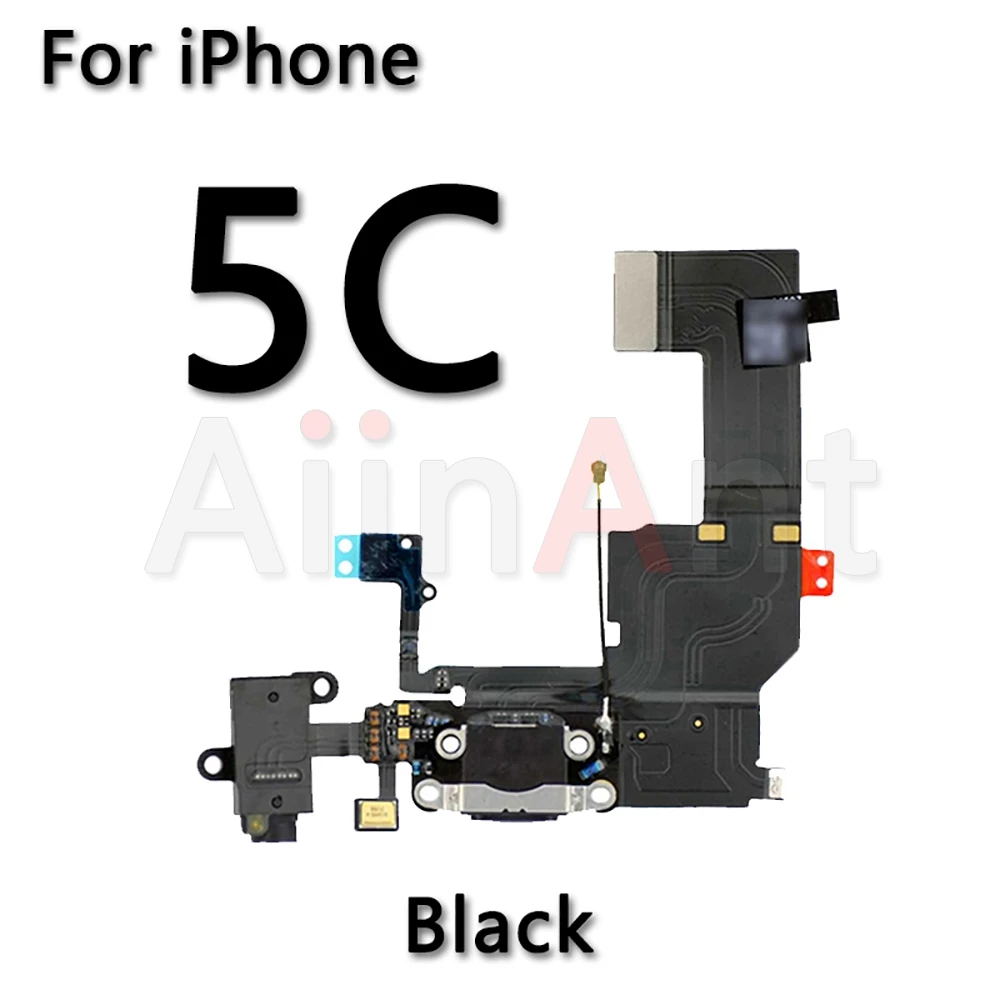 Нижний usb-разъем для зарядного устройства для iPhone 5, 5S, 5c, SE, 6, 6s Plus, док-станция для зарядки, шлейф для замены - Цвет: For iPhone 5C Black