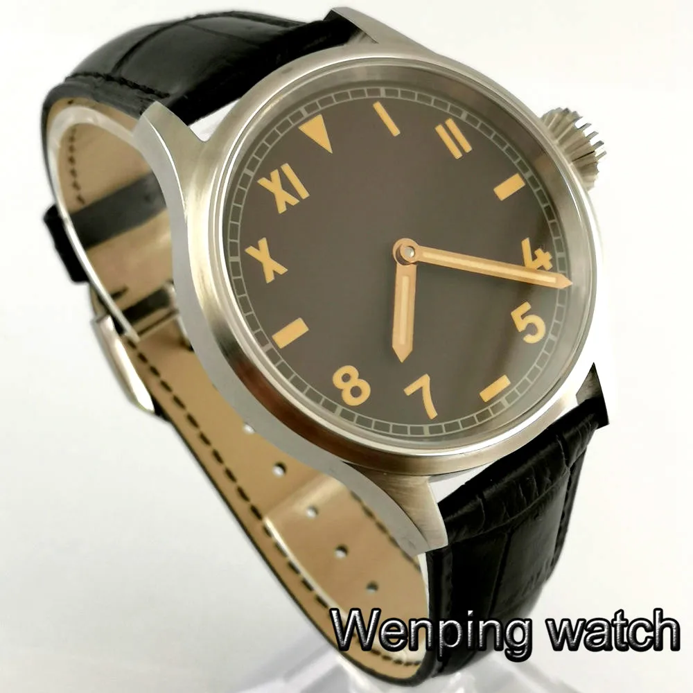 Мужские классические роскошные механические часы 43 мм темно кофейный циферблат