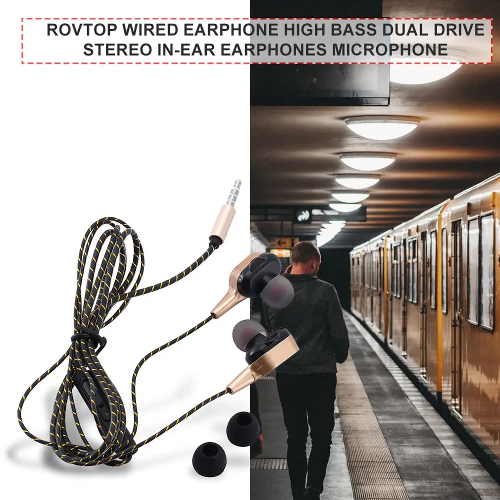 

Stereo in-Ear Earphones Super Bass Dual Drive Headset Earbuds Earphone For Huawei Samsung Smartphone 3.5mm Jack Free shipping