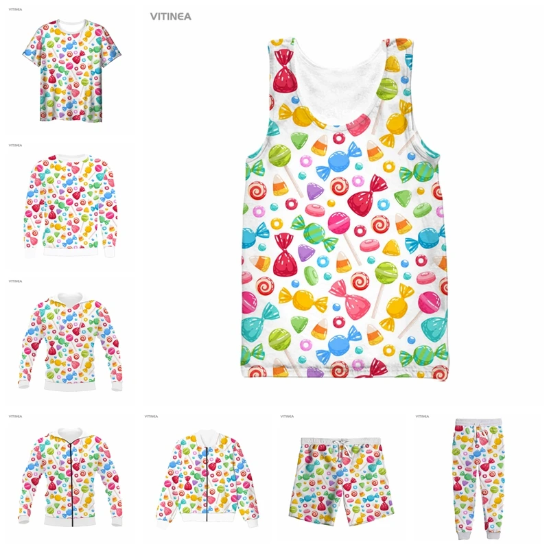 

vitinea New 3D Full Print candy-hearts-pattern T-shirt/Sweatshirt/Zip Hoodies/Thin Jacket/Pants Four Seasons Casual Q06