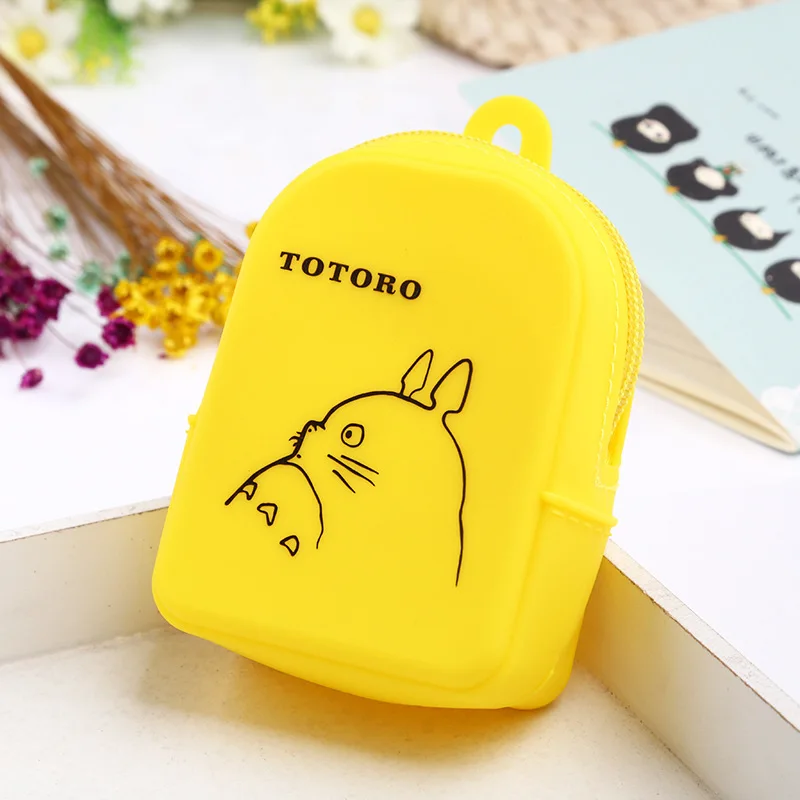 yellow Конфеты цвет мультфильм Тоторо мини школьный кошелек монета фигурка резиновый кошелек маленькая сумка кукла игрушка подарок для мальчиков и девочек - Цвет: yellow