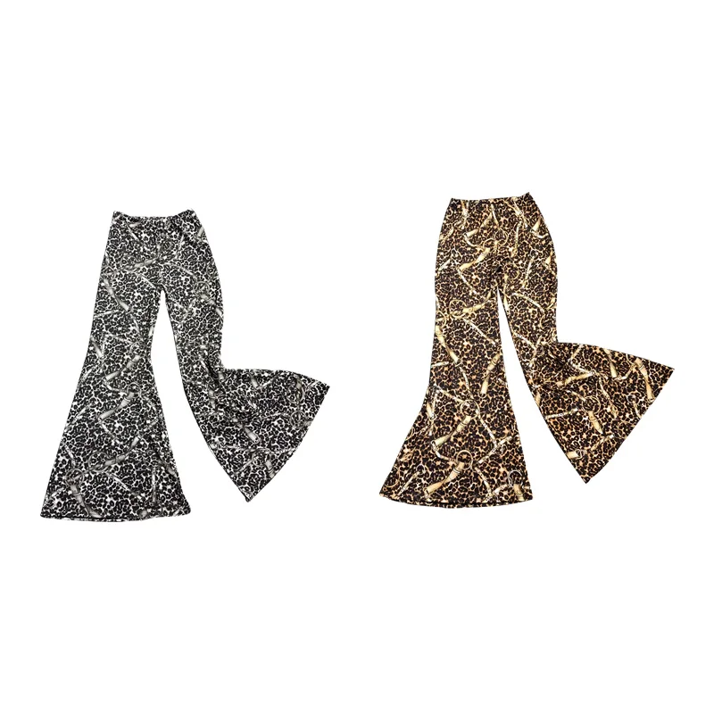 Модные туфли для латинских танцев Штаны с леопардовым принтом широкие брюки