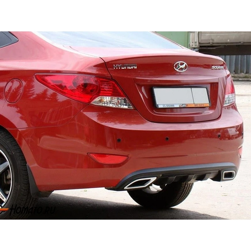 Диффузор накладка задний бампер для Hyundai Solaris 2010 2014 ABS пластик внешний спойлер