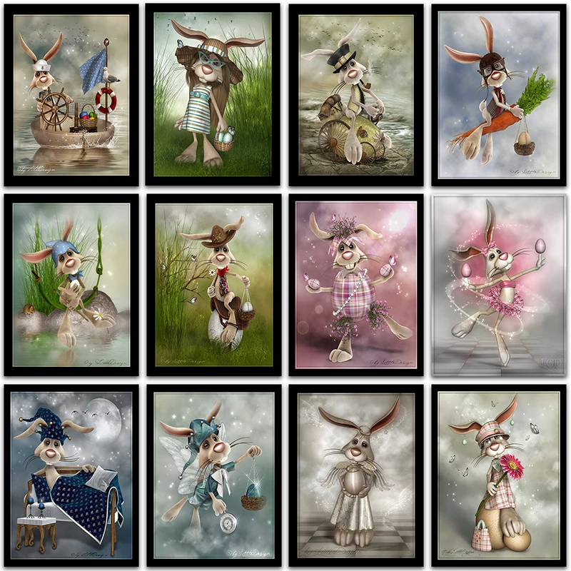 

5D DIY Diamond Painting kit cartoon rabbit animals cat Horse Full Square&Round Diamond mosaic embroidery Cross stitch home decor