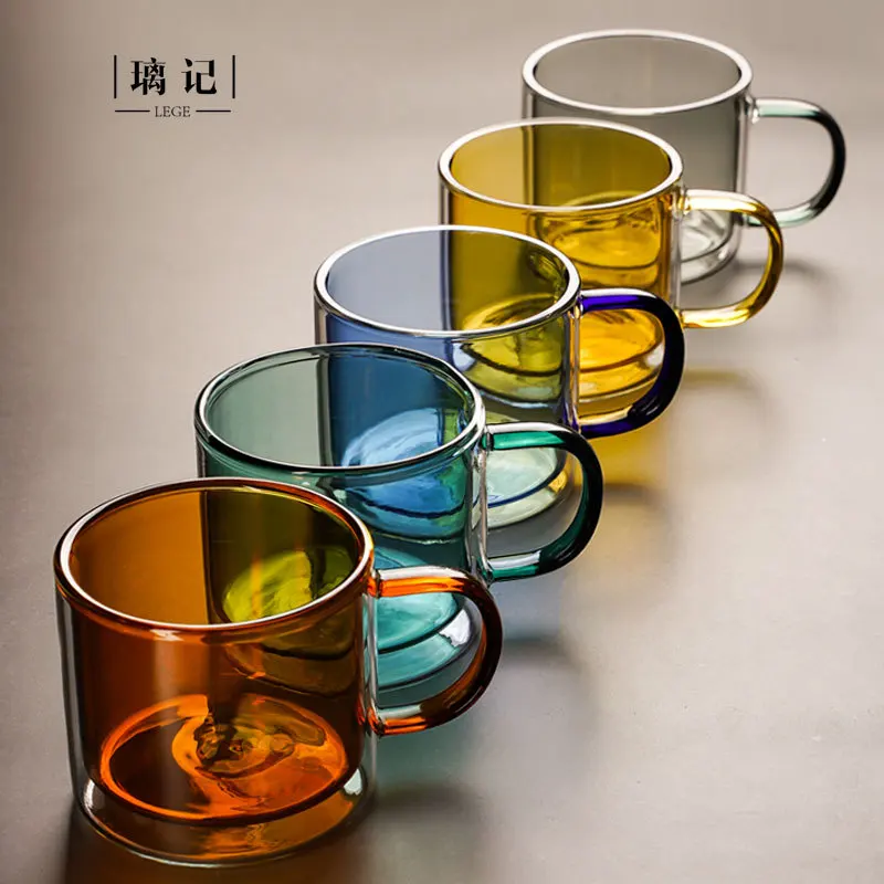 250ML Double-layer High Borosilicate Colored Glass Insulated Mug Creative Coffee Birthday Christmas Gift Cups | Дом и сад
