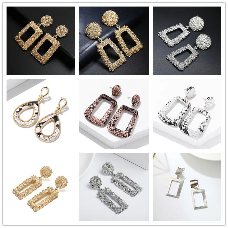 Большие Винтажные серьги для женщин золотого и серебряного цвета геометрические