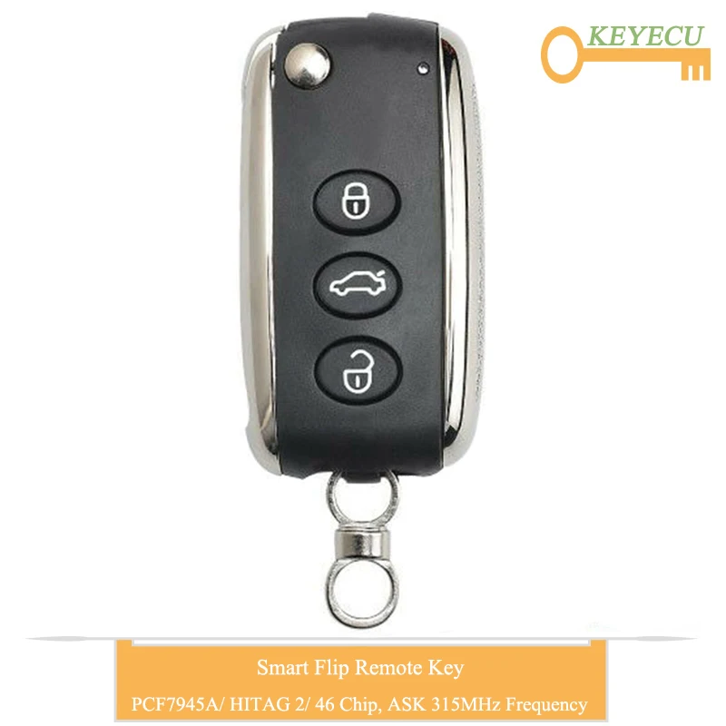 Смарт ключ KEYECU с дистанционным управлением для Bentley Continental GT GTC Flying Spur Fob 3 + 1 4